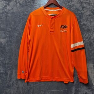 Nike Dri Fit Orange Oklahoma State Cowboys OSU Elite Long Sleeve Shirt L